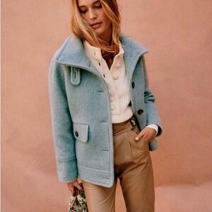 NWOT Sezane Leo Coat, Vintage Blue, 100% wool, SZ38 US6